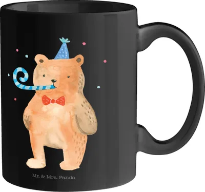 Produktbild von Mr. & Mrs. Panda Becher Bär Geburtstag - Schwarz - Geschenk, Bürotasse, Teddy, Kaffeebecher, Tasse, Teetasse, Kaffeetasse, Glückwunsch, Kaffeepott, Happy Birthday