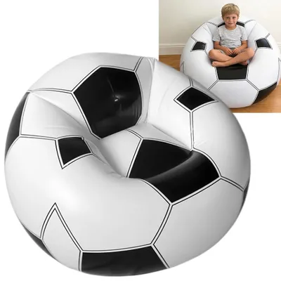 Produktbild von 110*110*75cm Aufblasbares Sofa aufblasbarer Sessel Fußball-Design Fußballsessel Fußballsofa