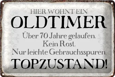 Produktbild von Blechschild Spruch 30x20cm hier wohnt Oldtimer über 70