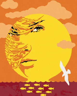 Image de Zuty - Peinture par numéros - COUCHER DE SOLEIL ABSTRAIT AVEC FEMME, 40 x 50 cm, sans cadre et sans toile tendue