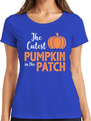 Produktbild von The Cutest Pumpkin in the Patch Halloween Kürbis Baby Kinder Damen T-Shirt, Blau, XXL