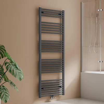 Imagen del producto de Radiador toalla de 160 x 60 cm, 761 W, color antracita, radiador toalla con conexión central, diseño recto, secador de toallas – S'AFIELINA