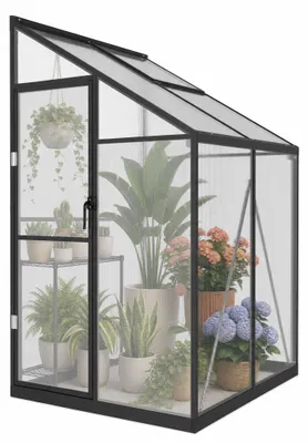 Productafbeelding van ACXIN Tuinkas, 125x110x195 cm, tuinkas met versteviging van staalprofielen, wandtuinkas met dakraam, kas voor het kweken van planten, 1,37 m²