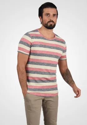 Produktbild von SOLID SDThicco Herren T-Shirt Kurzarm Shirt mit Streifen Rundhals-Ausschnitt 100% Baumwolle Regular fit