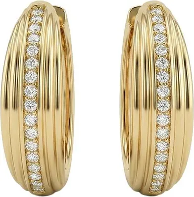 Produktbild von 375 Echtgold Creolen mit Zirkonia klassisch elegant Damen