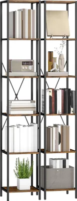 Produktbild von HOMCOM Bücherregal 2er-Set Regal mit 6 Ebenen Standregal mit Stahlrahmen