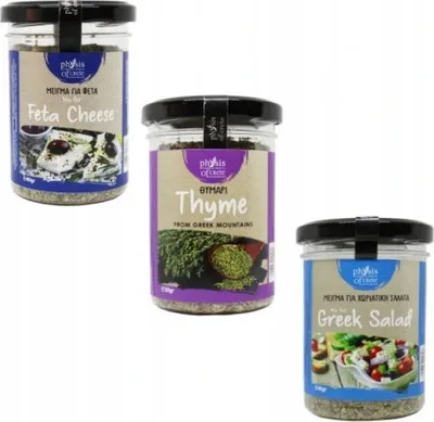 Produktbild von Griechisches Gewürzset Physis of Crete – 3er-Set für Feta, Salate & Thymian – Naturreine Kräutermischungen aus Griechenland