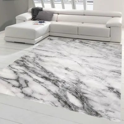 Produktbild von Teppich Wohnzimmer Teppich Marmor Optik in grau Größe - 120 x 170 cm