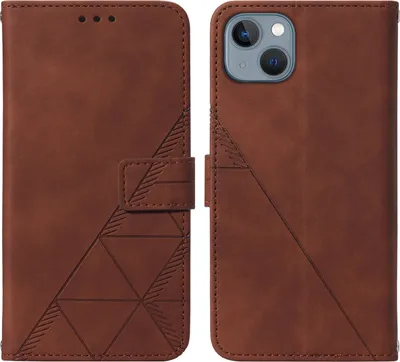 Produktbild von iPhone 15 Hülle, Schlank Prägung Flip Leder Kartenfächer Schutzhülle mit Ständer für iPhone 15 Braun