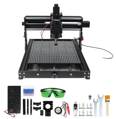 Obrázek produktu pro CNC gravírovací stroj, vřeteno 500 W, pracovní plocha 400 × 300 mm, pouze stroj, s laserem 10 W, 220 V