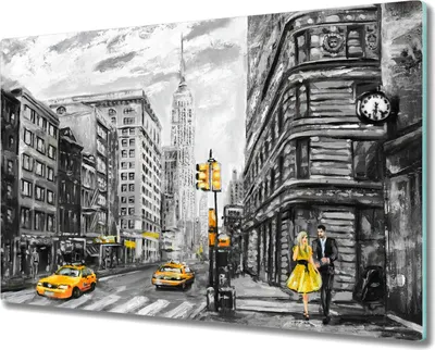 Produktbild von Coloray Hackbrett Kochplattenabdeckung Herdabdeckplatte 80x52 cm Schneidebrett Küchenbrett - New York Kreide