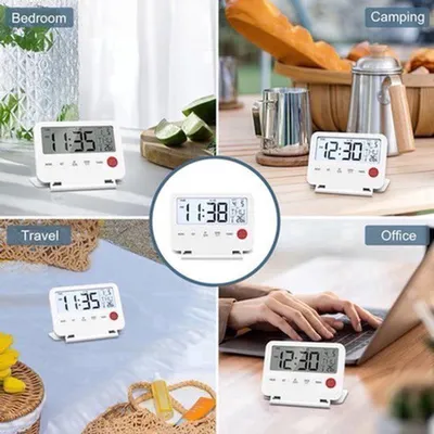 Obrázok produktu pre Digitálny budík – skladací – LCD displej s ukazovateľom teploty – odloženie budenia