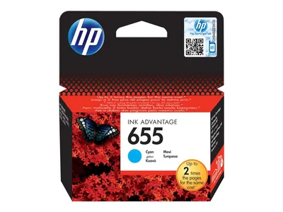Produktbild von HP 655 Cyan Original Ink Advantage Druckerpatrone, Standardertrag, Cyan, Tinte auf Farbstoffbasis, 1 Stück(e), 600 Seiten