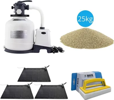 Image de Intex - 3x chauffage de piscine & pompe à sable 3500 L/u & sable de filtration 25 kg & brosse à récurer WAYS