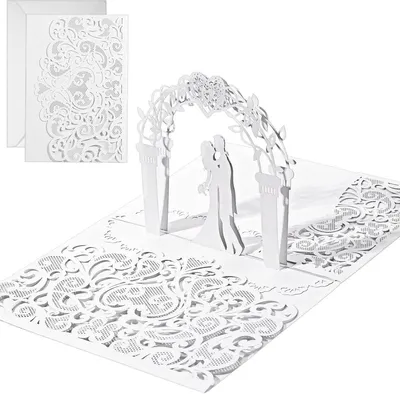 Produktbild von Pop-up Hochzeitskarte Verlobungskarte mit romantischem Liebespaar – 3D Karte, Geschenkgrußkarte zur Hochzeit mit Umschlag für Paare,