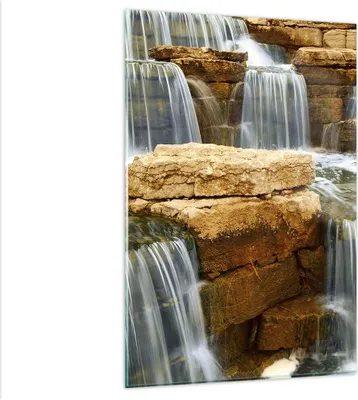 Produktbild von Bilder auf glas - Einteilig - Wasserfall Steine Wasser - 80x120cm - Glasbilder - Wandbilder - Bilder - zum Aufhängen bereit - Wanddekoration aus Glas - Glas Bilder - Wandbild auf Glas - GPA80x120-0122