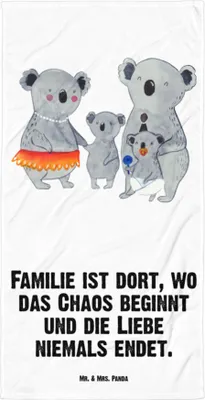 Produktbild von Mr. & Mrs. Panda Duschtuch Koala Familie - Weiß - Geschenk, Duschhandtuch, Großes Badehandtuch, Koalas, Muttertag, Handtuch, Family, Reisehandtuch, Strandtuch, Kinder