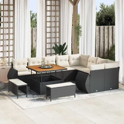 Immagine prodotto di Maison Exclusive - Set divani da giardino 12 pezzi in polyrattan nero