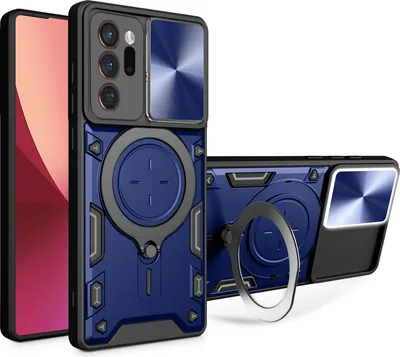 Image de Étui pour Samsung Galaxy Note 20 Étui ultra résistant à double couche avec protection de l'appareil photo et anneau de support Bleu