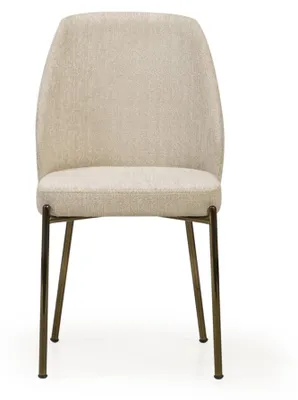 Immagine prodotto di Comoda sedia imbottita da sala da pranzo, in tessuto beige, con gambe in metallo, di design
