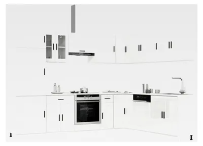 Produktbild von Küchenschrank-Set, 14-teilig, Hochglanz-Weiß, Holzwerkstoff