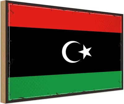 Produktbild von vianmo Holzschild 12x18 cm Libyens Libya Flagge Fahne Wappen
