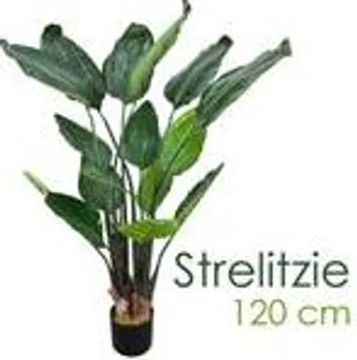 Produktbild von Decovego Kunstpflanze Strelitzie, 120 cm, wie echt, im Topf, mit 2 Stämmen und 16 Blättern, biegsam