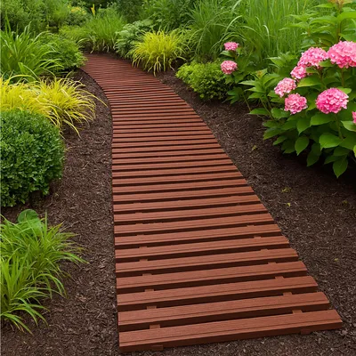 Produktbild von Nessa Garten Rollweg Holzbohlenoptik 16-teilig aus witterungsbeständigem Kunststoff