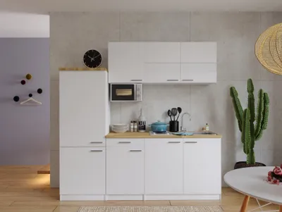 Produktbild von Küche Küchenzeile Küchenblock Einbauküche Weiß Malia 210 cm Respekta