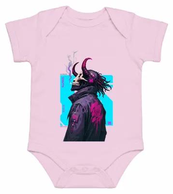 Imagen del producto de Cyberpunk, Oni, calavera, cultura callejera, neón, Japón, Y2K, synthwave, mecha, body, rosa, 12/18