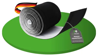 Produktbild von conecto Neopren Kabelschlauch mit Klettverschluss universell Kabelkanal Kabelmanagement Kabelorganizer Kabelführung schwarz/weiß, 3,0m