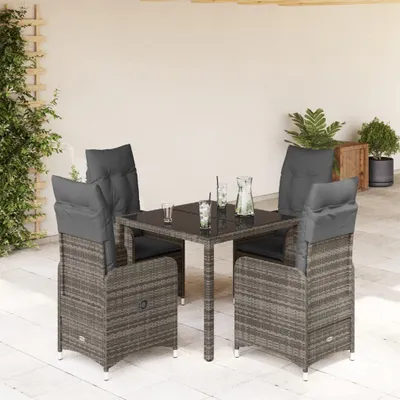 Obrázek produktu pro Maison Exclusive - 5dílný zahradní bistro set s poduškami šedý polyratan