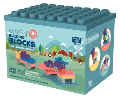 Zdjęcie produktu dla Sensoryczne klocki dla niemowląt Soft - 40 elementów - Miękkie klocki konstrukcyjne od 3 lat