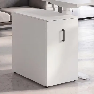 Zdjęcie produktu dla Szafa aktowa HWC-Q27, szafa biurowa, szafa metalowa, z kółkami, z półkami, metal, 74x43x80 cm, kolor biały