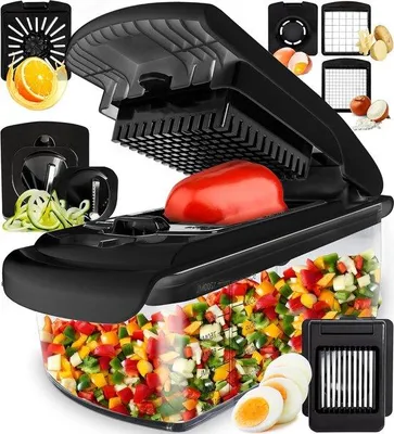 Immagine prodotto di Set da 8 utensili da cucina vegetariani per tritare e tagliare a cubetti, colore nero