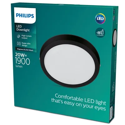 Image de Philips LED Spot à encastrer Slim Surface DL252 20W 2700K rond noir.