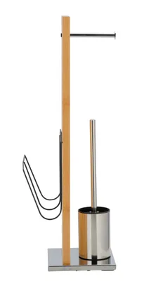 Produktbild von WENKO Stand WC Garnitur Toiletten Bürsten Papier Rollen Halter Bambus Handy