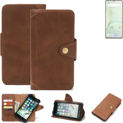 Produktbild von K-S-Trade Handyhülle kompatibel mit UMIDIGI Note 90 Schutz Hülle Walletcase Bookstyle Tasche Case Handytasche Wallet Flipcase Cover PolyurethanBraun (1x)