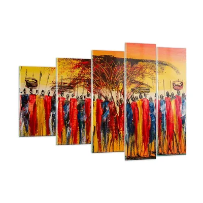 Produktbild von Bilder auf glas - Afrika Stamm - 150x100cm - Glasbilder - Wandbilder - Kunstdruck - zum Aufhängen bereit - Wanddekoration aus Glas - Glas Bilder - Wandbild auf Glas - 5 Teile - GEG150x100-3752