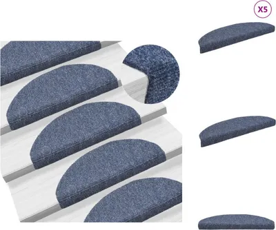 Produktbild von vidaXL Selbstklebende Treppenmatten 5 Stk. Blau 65x21x4cm Nadelvlies -  Stufenteppiche