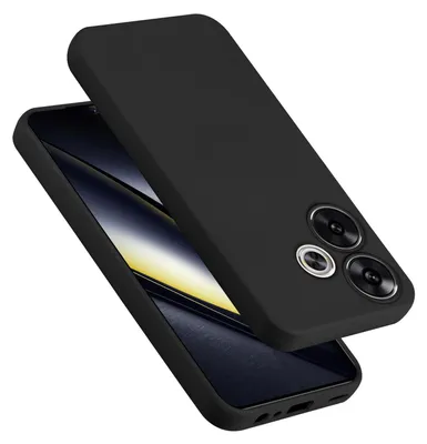 A black phone case is shown on top of a smartphone.