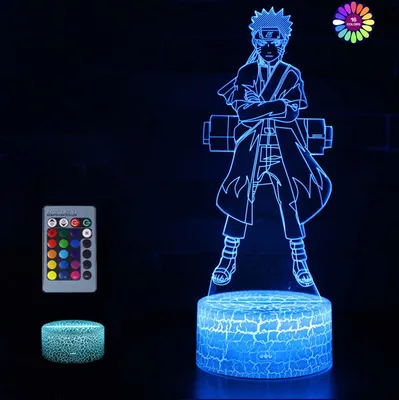A 3D Naruto lamp with a remote control and a second base.