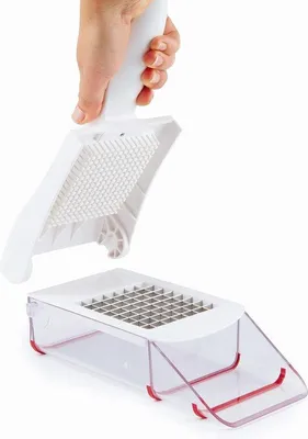 Obrázek produktu pro Ruční nůž na zeleninu, plast/nerezová ocel, bílá/červená barva.