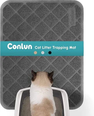 Image de Tapis pour bac à litière, 61 x 43 cm, inoxydable, imperméable, gris, facile à nettoyer