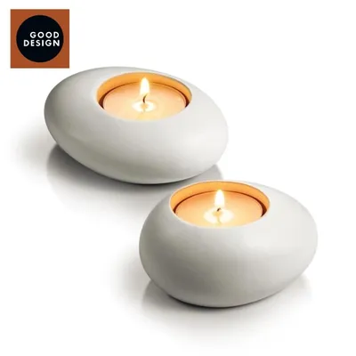 Obrázek produktu pro Stojánek na čajové svíčky FANCY HOME Stones 2 ks, bílá