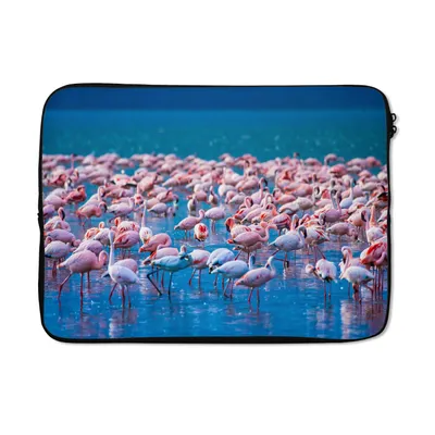 Produktbild von MuchoWow® Laptop Hülle 13 Zoll Flamingo - Wasser - Tropisch - Rosa Laptoptasche - Laptophülle - Sleeve - Rundumschutz