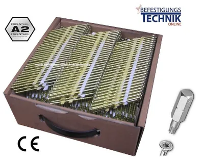 Image de Vis à clous 3,2x75mm inoxydable Clous en bande TX15 pour cloueur en bande 34