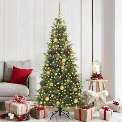Immagine prodotto di Maison Exclusive - Albero di Natale artificiale pieghevole, verde, 180 cm, realizzato in PE e PVC
