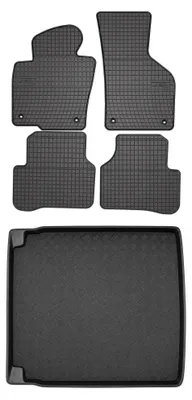 Produktbild von Gummimatten + Kofferraumwanne für Volkswagen Passat B6 2005-2010 (Limousine) – Schwarz, passgenau – Wielganizator SolidPRO