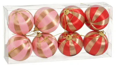 Produktbild von Bruchsichere Weihnachtskugel streep 8 Stück